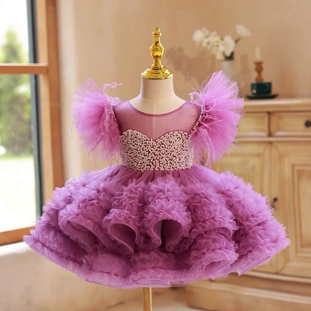 Purple Ruffled Tulle Dress